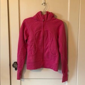Lululemon bright pink hooded jacket, size 8